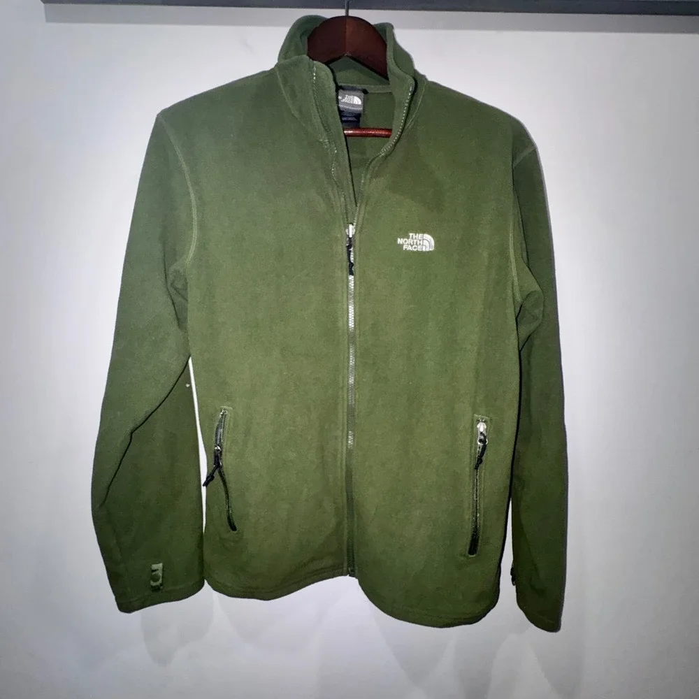 The North Face TKA Glacier Full-Zip Fleece‎ Mens M Green A9DQ Excellent Zip-In